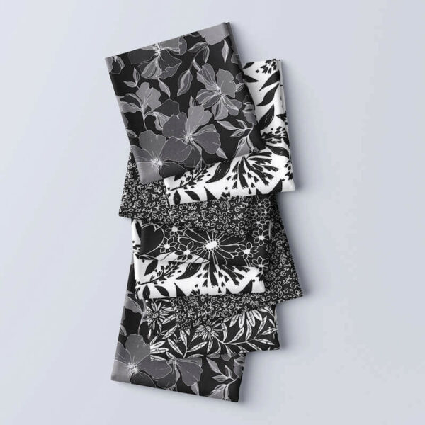 Selection of black and white 100% visose fabrics