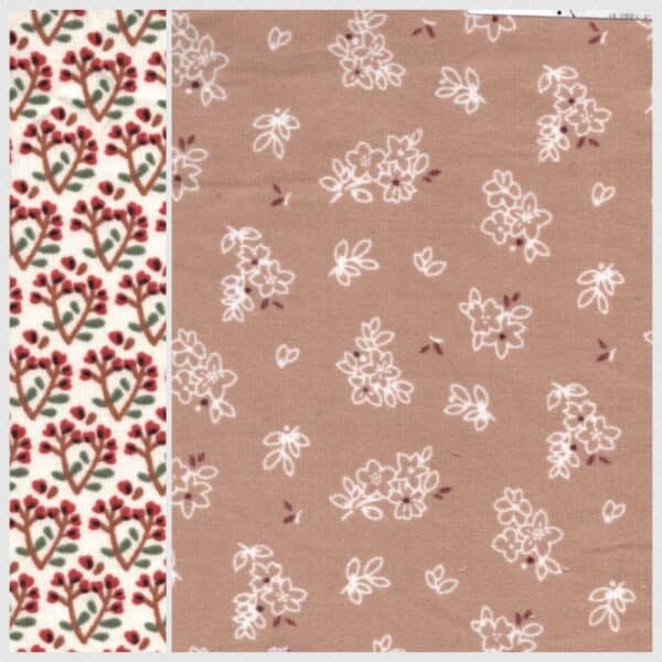 Floral printed cotton babycord calies beige - Image 10