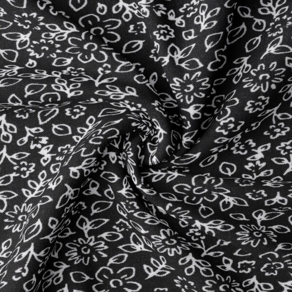 Printed Dressmaking Viscose Fabric Rayon Material with patterned Annie in Black and White