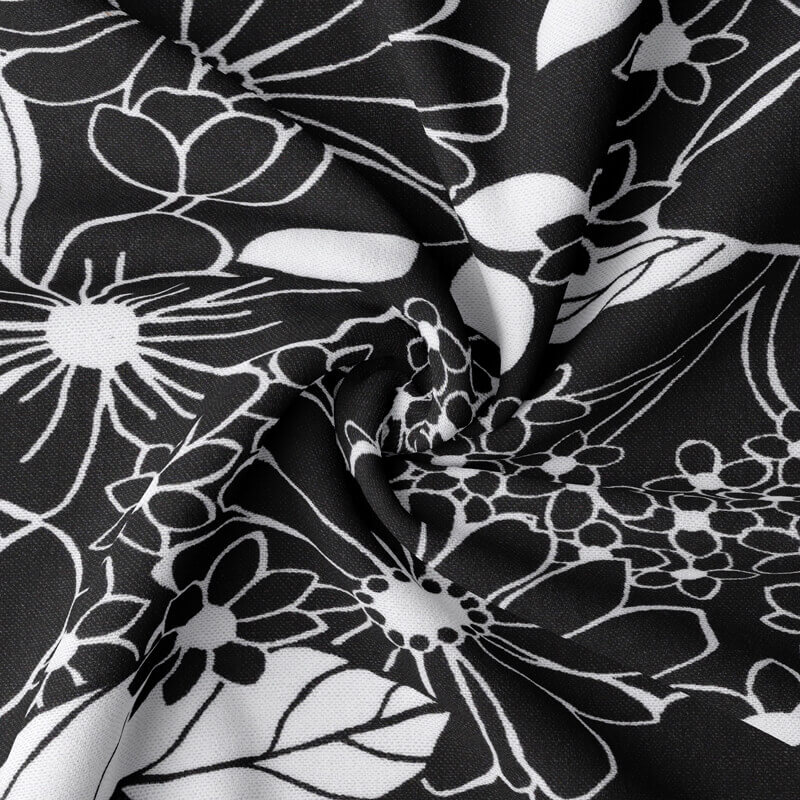 Printed Dressmaking Viscose Fabric Rayon Material with patterned Besta in Black and White