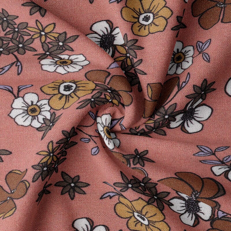 Printed Dressmaking Viscose Fabric Rayon Material with patterned Imae in Apricot