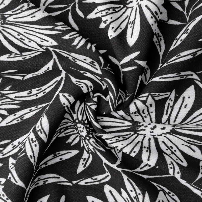 Printed Dressmaking Viscose Fabric Rayon Material with patterned Joelle in Black and White