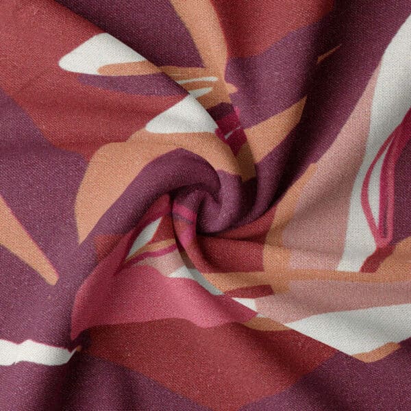 Viscose Rayon Printed Dressmaking Fabric with patterned Pipasol in Burgundy