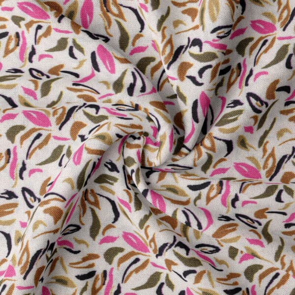 Viscose Rayon Printed Dressmaking Fabric with patterned Tereza in Cream