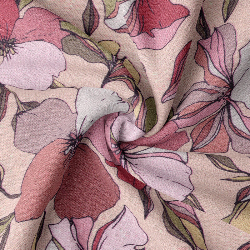 Printed Dressmaking Viscose Fabric Rayon Material with patterned Yze in Apricot