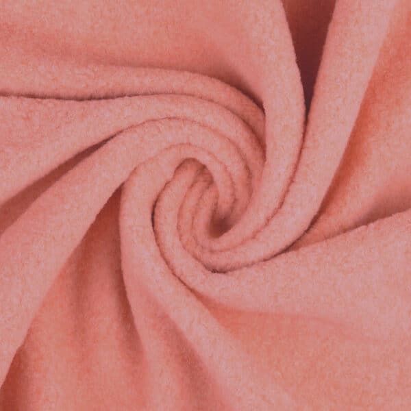 Heavy, very soft felted flat boucle coating blush in a swirl
