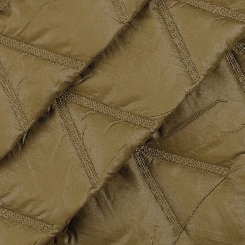v quilted padded coating in camel image 1