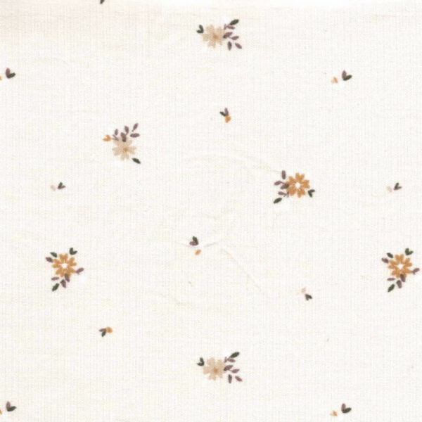 Floral printed cotton babycord fabric retro ivory Madene - Image 11