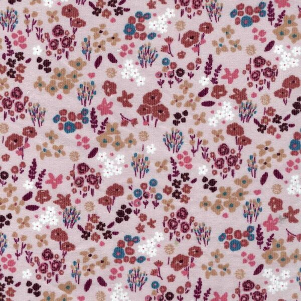Floral printed cotton babycord fabric retro shuni - pink - Image 9