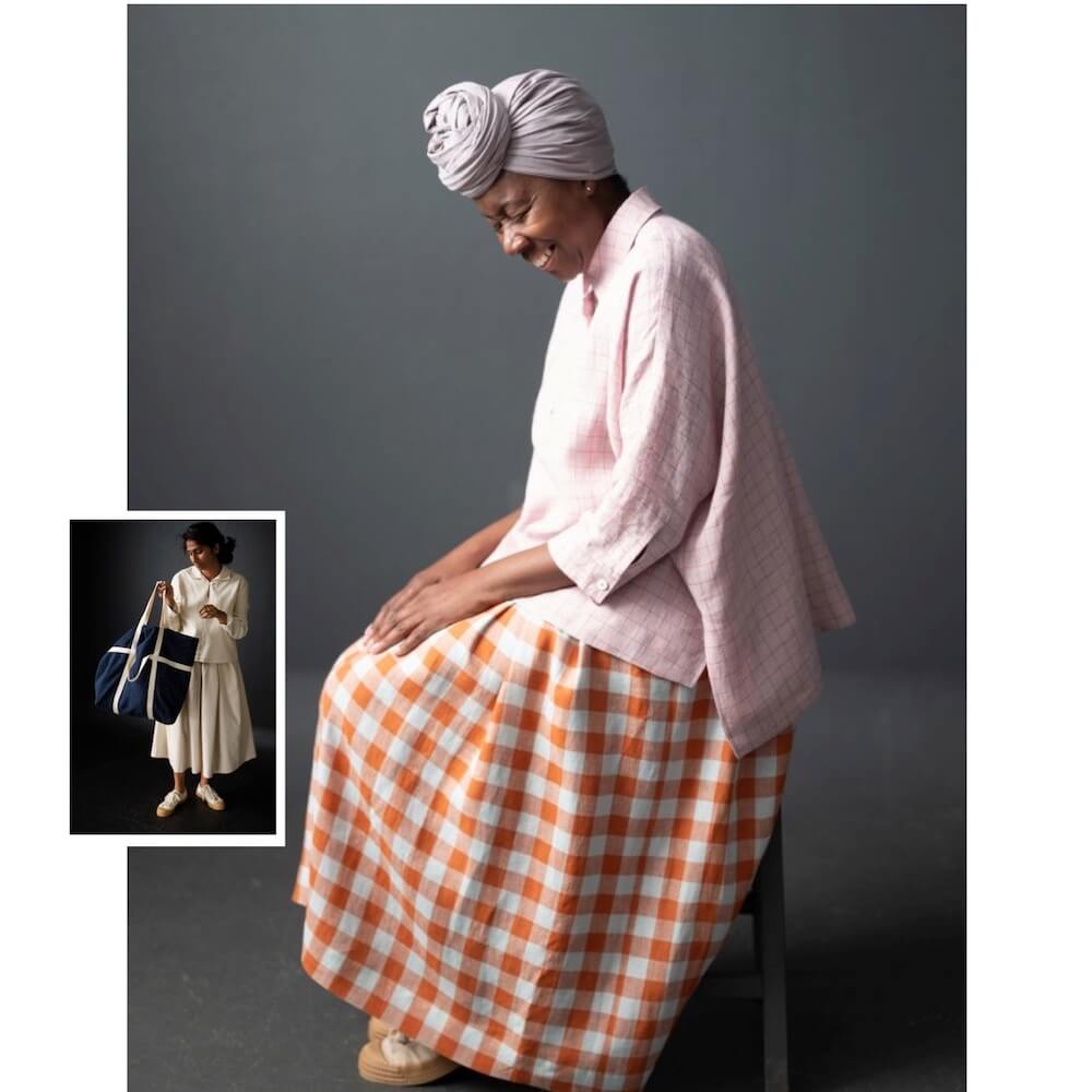 Fashion Model Wearing Merchant and Mills Sewing Pattern for The Shepherd Skirt - Intermediate 6 - 18