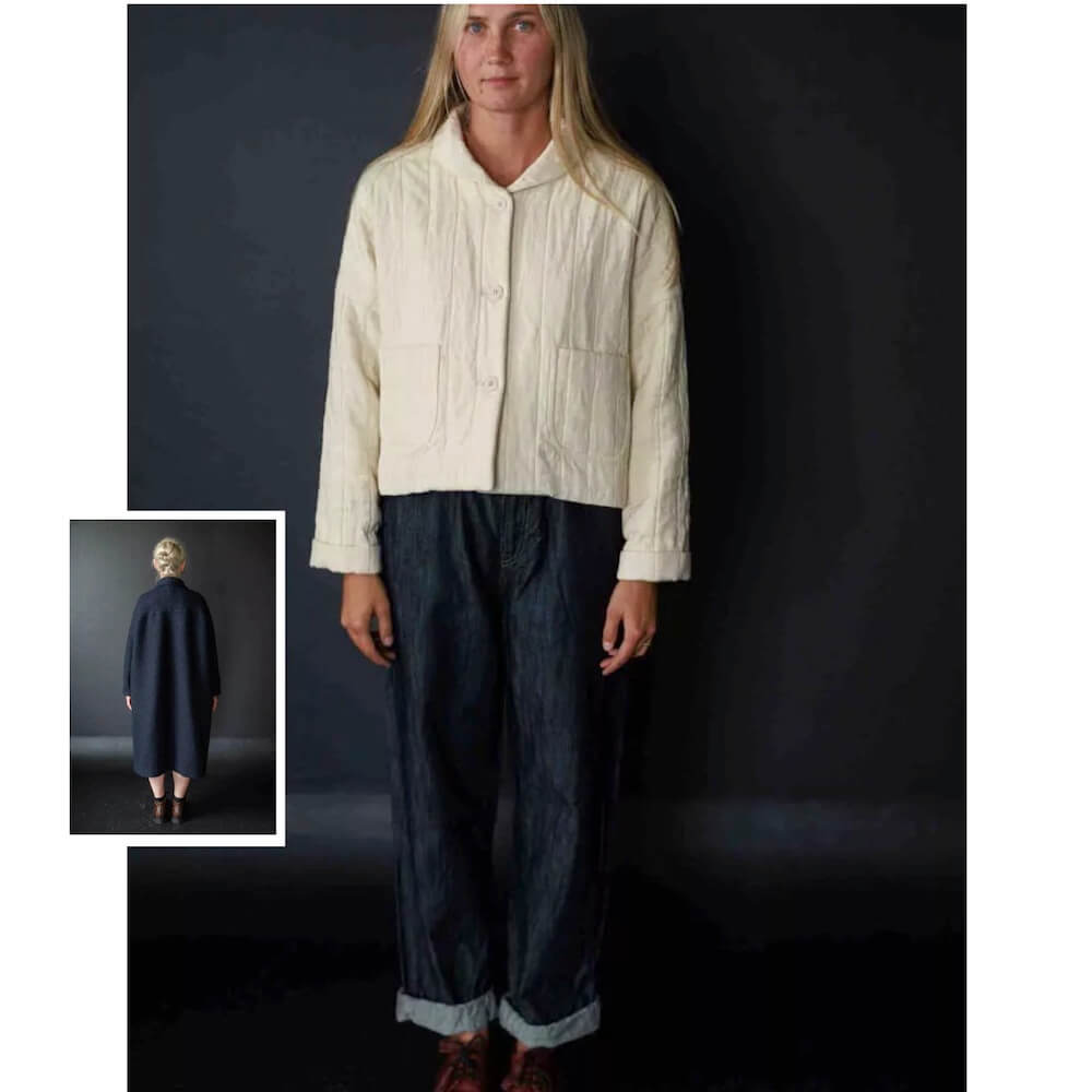Fashion Model Wearing Merchant and Mills Sewing Pattern for Sanda Jacket - Intermediate 18 - 28