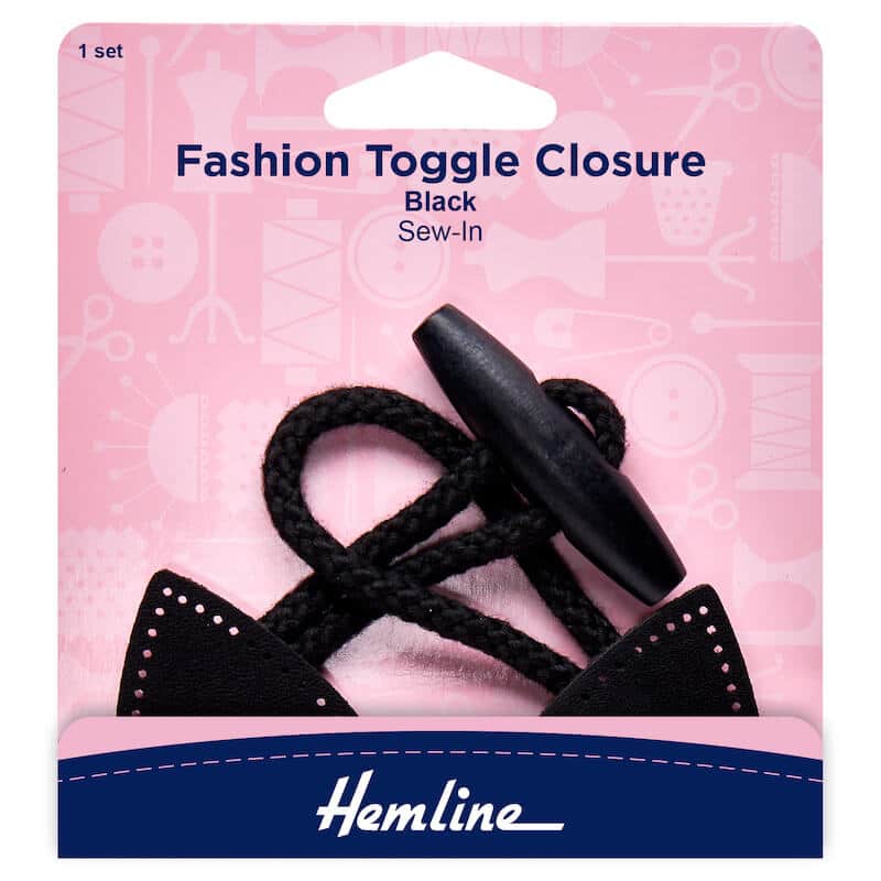 Packet of Hemline Faux Leather Toggle Closure Black
