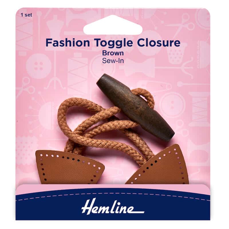 Packet of Hemline Faux Leather Toggle Closure Brown