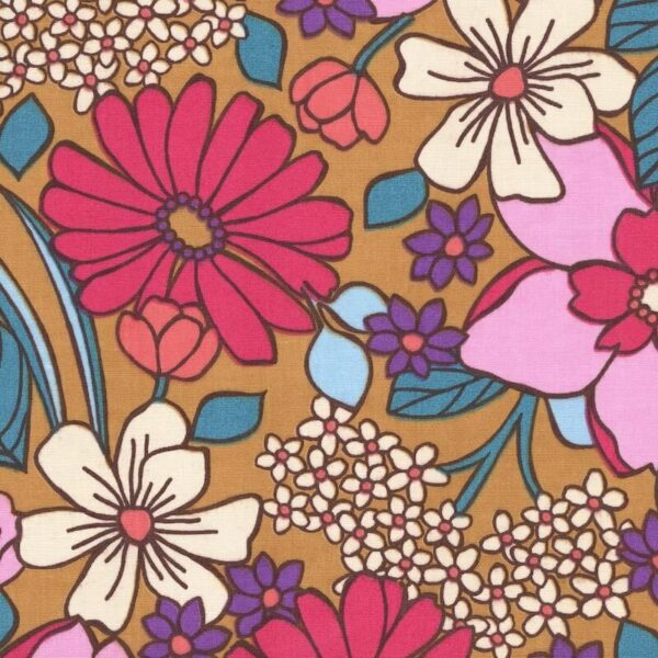 William Large Modern Floral Cotton Fabric in Pink