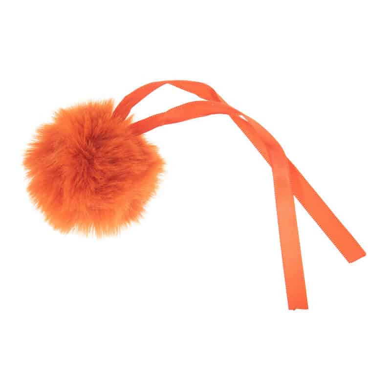 Faux Fur Pom Pom in Medium 6cm in Orange