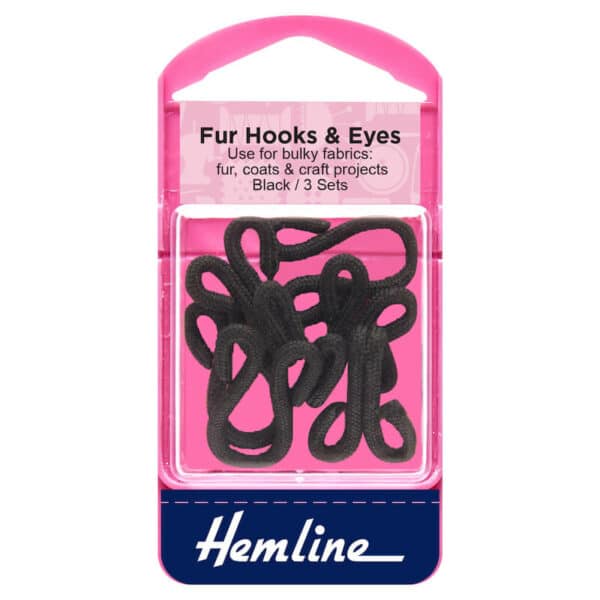 Hemline fabric covered fur / coat hooks and eyes black Image 2