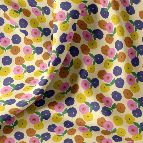 Pinchi Mod Floral Cotton - Pastel Yellow JERSEY Image 1