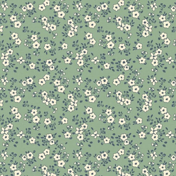 Obia Sweetest Floral FRENCH POPLIN - Nettle Green Image 3