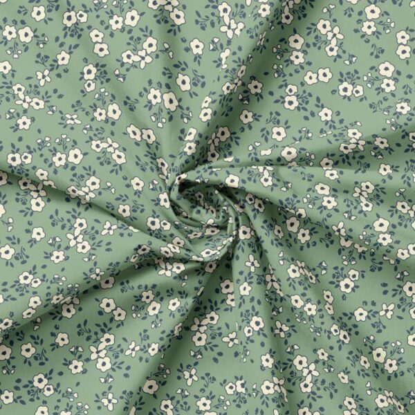 Obia Sweetest Floral FRENCH POPLIN - Nettle Green Image 2