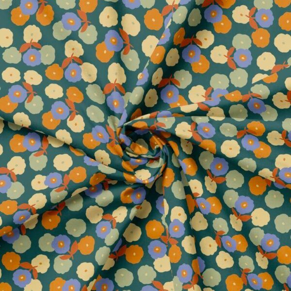 Pinchi Floral FRENCH POPLIN - Thyme Image 2