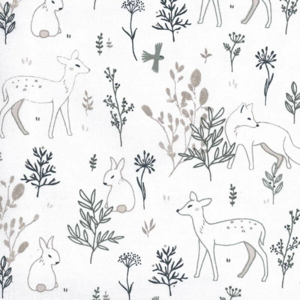 Larvick Deer and Friends Cotton - White Image 1