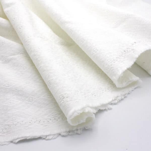 White cotton blend jacquard weave heavy cotton fabric Image 1