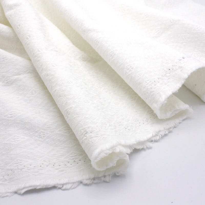 Cotton Fabric Satin Diamond Jacquard in White