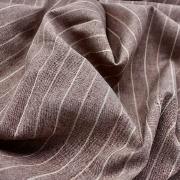 Linen mix light brown natural pinstripe fabric Image 2