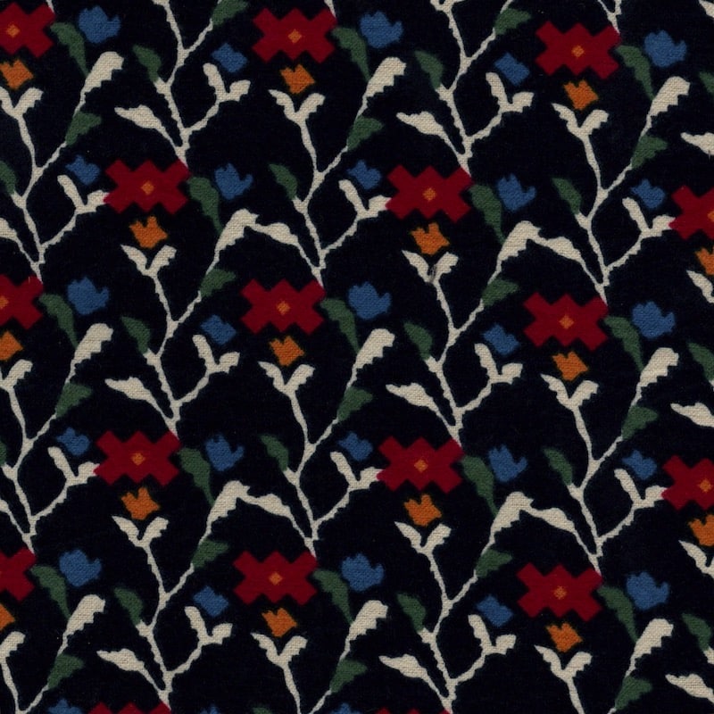 Brushed Flannel floral on dark navy Image 1