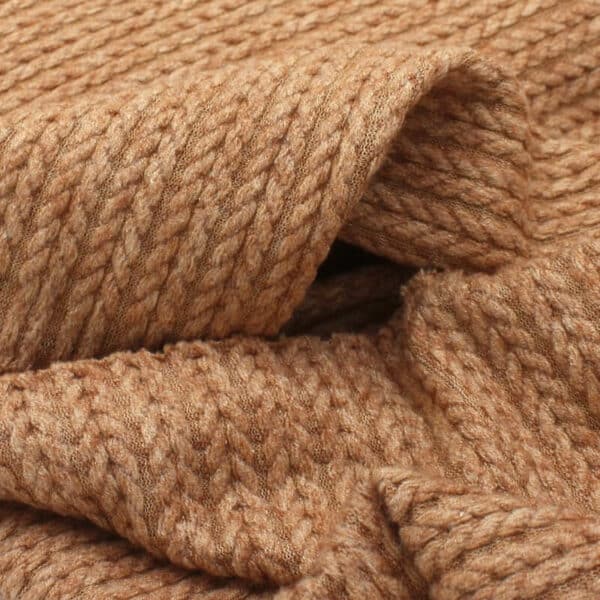 Copper cable knit faux angora jersey fabric Image 2