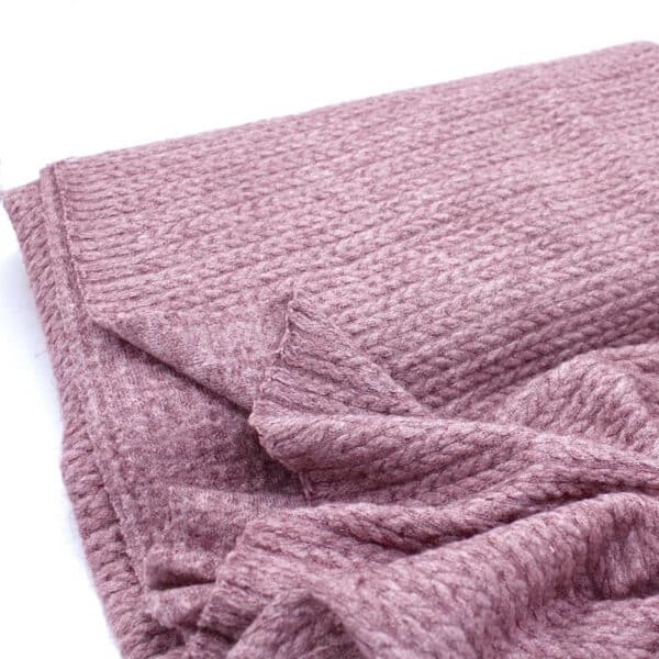 Mauve cable knit faux angora jersey fabric Image 1