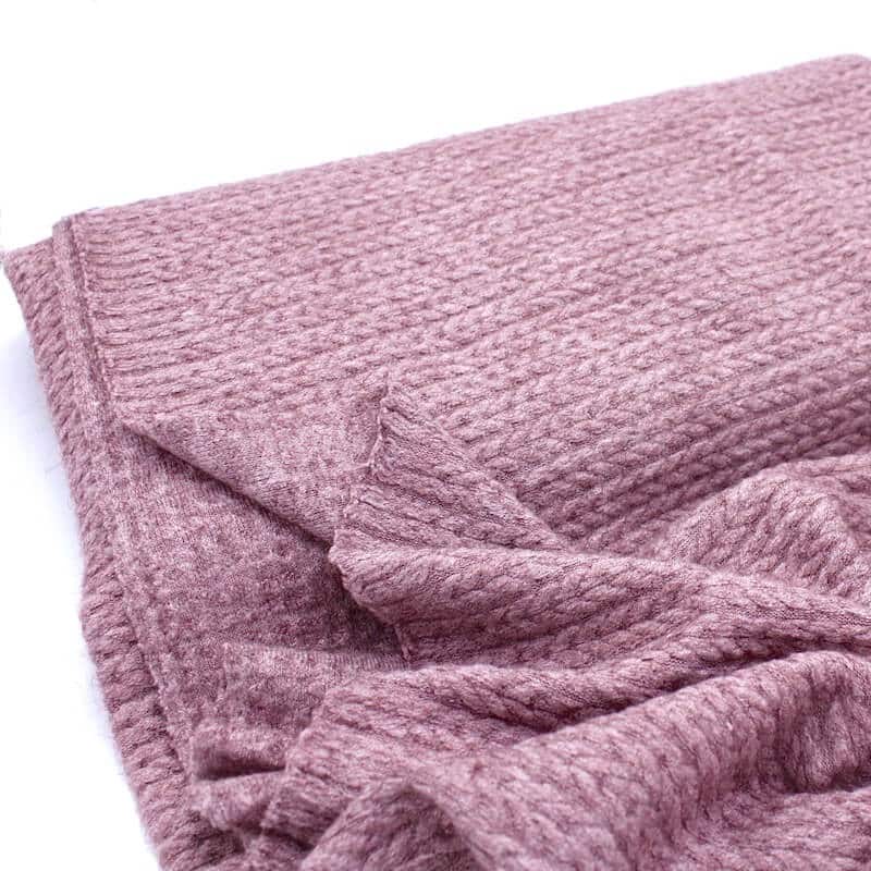 Luxe Faux Angora Cable Soft Fabric Jersey in Dusty Mauve 400