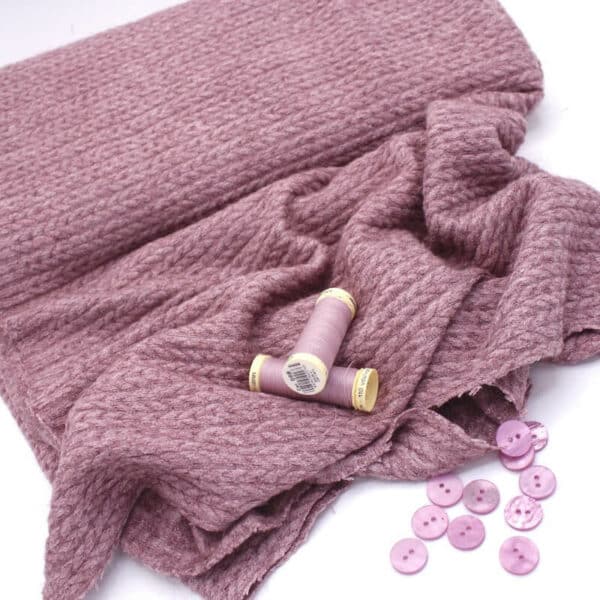 Mauve cable knit faux angora jersey fabric Image 3
