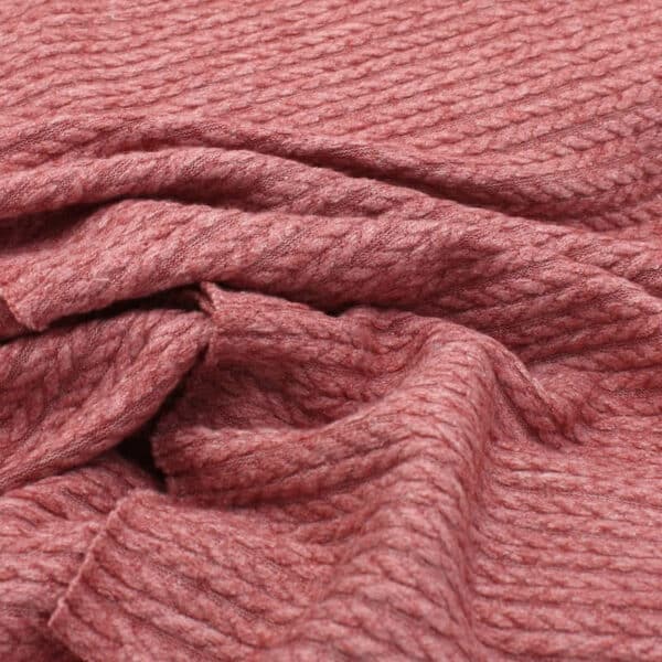 Raspberry pink cable knit faux angora jersey fabric Image 2