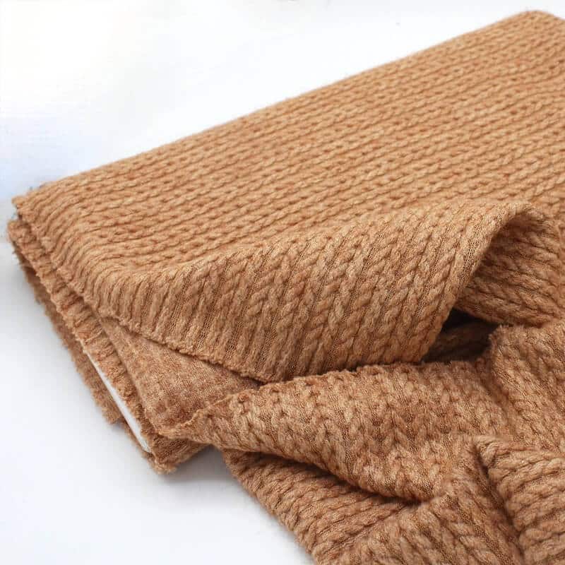 Copper cable knit faux angora jersey fabric Image 1