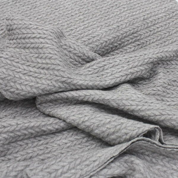 Silver grey cable knit faux angora jersey fabric Image 2