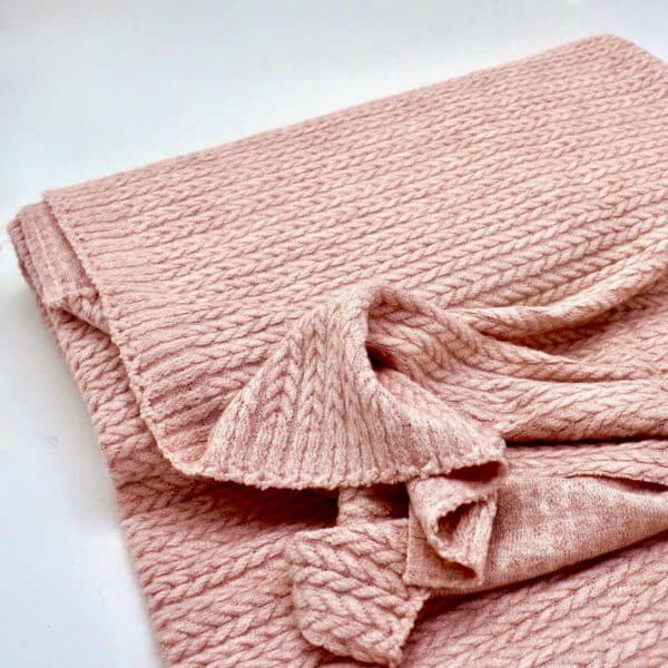 Pastel pink cable knit faux angora jersey fabric Image 1