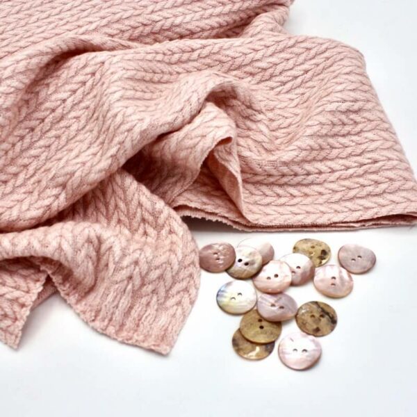 Pastel pink cable knit faux angora jersey fabric Image 2