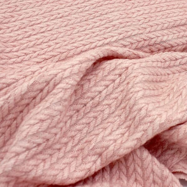 Pastel pink cable knit faux angora jersey fabric Image 3