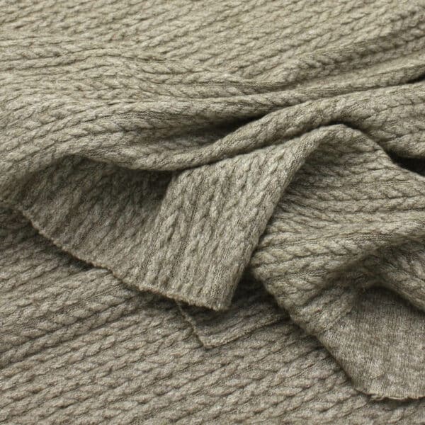 Green cable knit faux angora jersey fabric Image 2