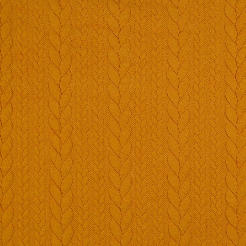 Cable knit stretch jersey yellow gold Image 1