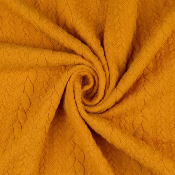Cable knit stretch jersey yellow gold Image 2