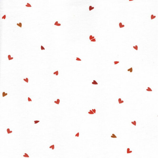 hearts on white cotton fabric