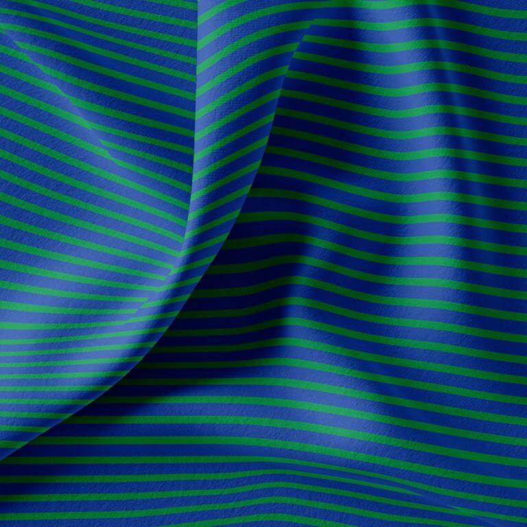 Marin Stripe Jersey Dress Fabric in Cobalt/Green