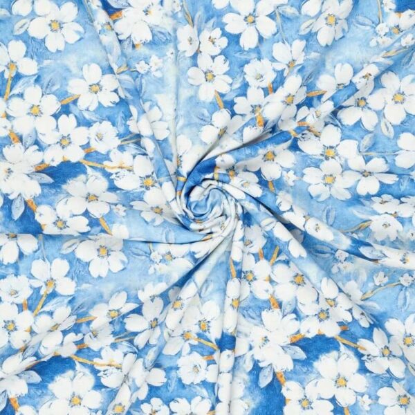 blue digital floral fabric - Image 3