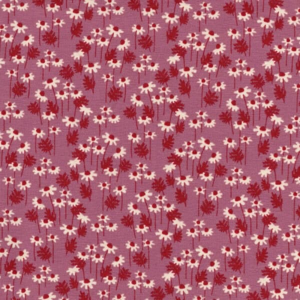 Jersey Dress Fabric Floral Daisy Garden in Rich Pink