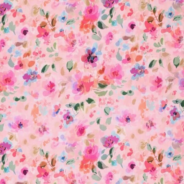 floral ramie fabric pink - Image 3