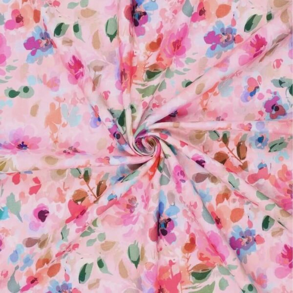 floral ramie fabric pink Image 2