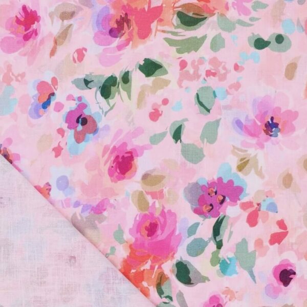 floral ramie fabric pink Image 4