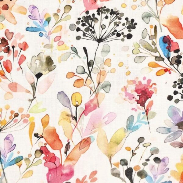 linen natural tones floral fabric
